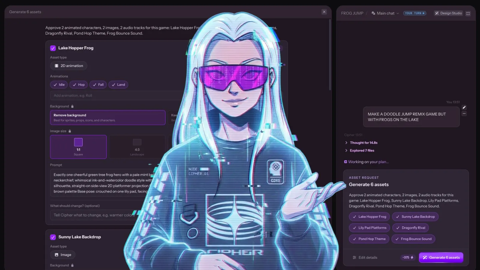 Cyra walking you through the asset generator